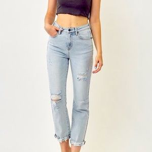 Risen high rise vintage straight leg jeans
